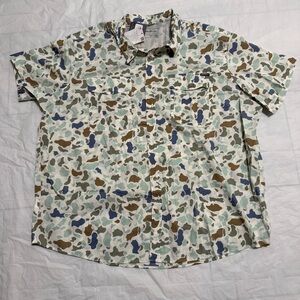 Eddie Bauer Men's 3XL Short Sleeve Camp Shirt Vented Pockets Camo Fishing NWT